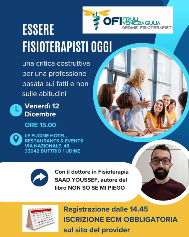 Presentazione del corso Essere fisioterapisti oggi, una critica costruttiva per una professione basata sui fatti e non sulle abitudini